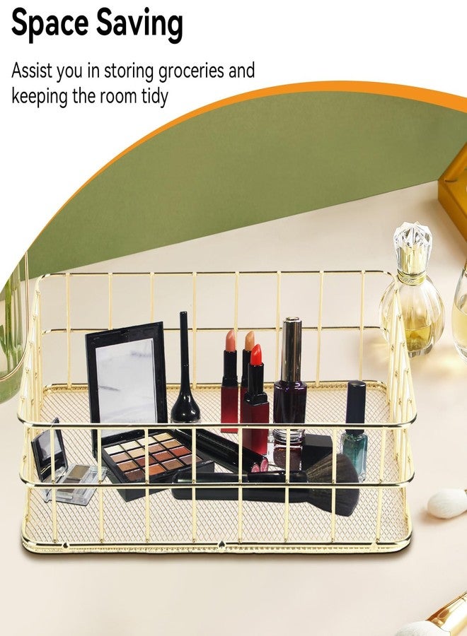 Jwthee Gold Wire Basket, Small Gold Baskets for Organizing, Wire Mesh Storage Bin for Organizing - Image 3